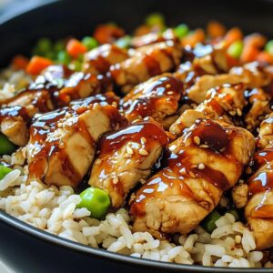 Arroz con Pollo a la Barbacoa y Miel en una Sola Sartén