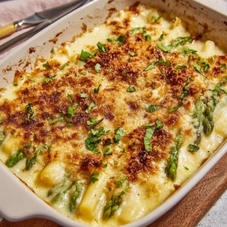 Gratinado de espárragos y patatas muy cremoso