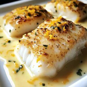 Bacalao al horno en salsa cremosa de coco y limón