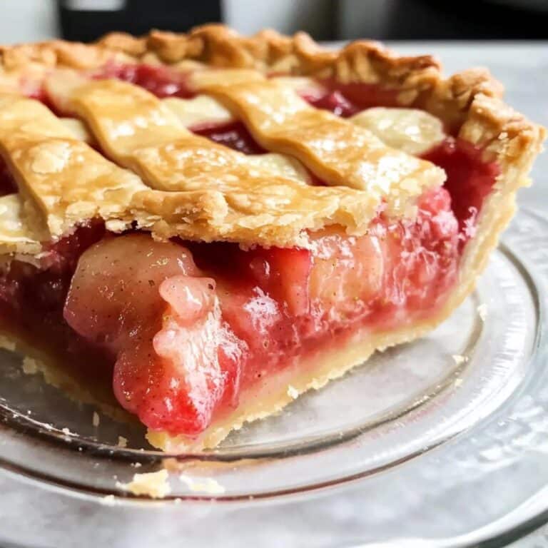 Tarta de fresa y ruibarbo crujiente