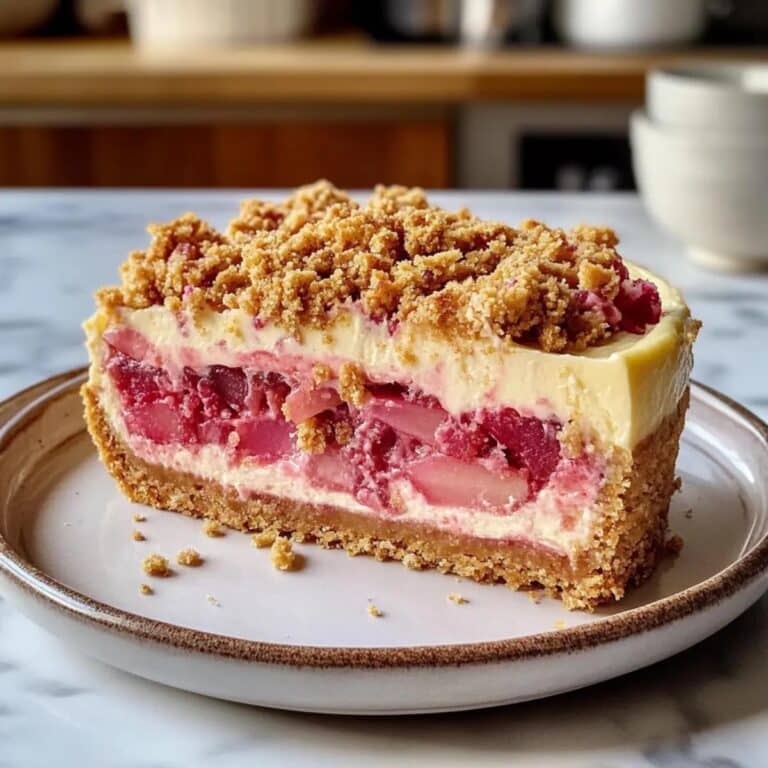 Pastel de ruibarbo con queso y migas