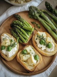 Törtchen con espárragos y queso de cabra