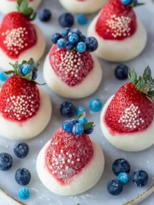 Fresas rápidas rojas, blancas y azules