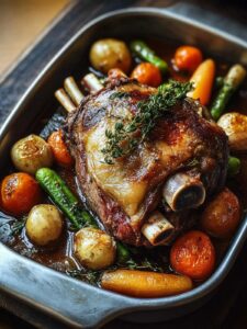 Pierna de cordero con verduras frescas receta
