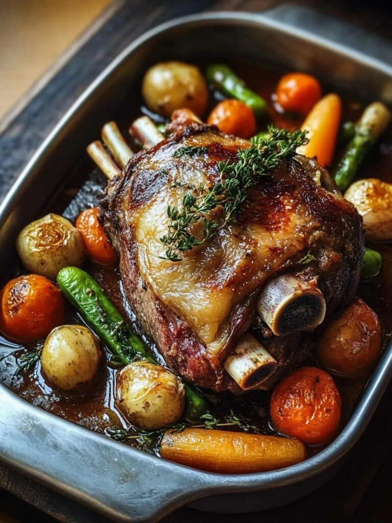 Pierna de cordero con verduras frescas receta