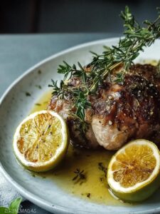 Pierna de cordero jugosa al horno