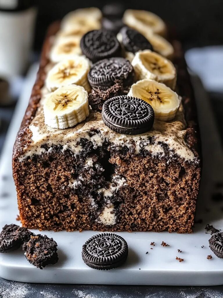Pan de platano con galletas Oreo delicioso
