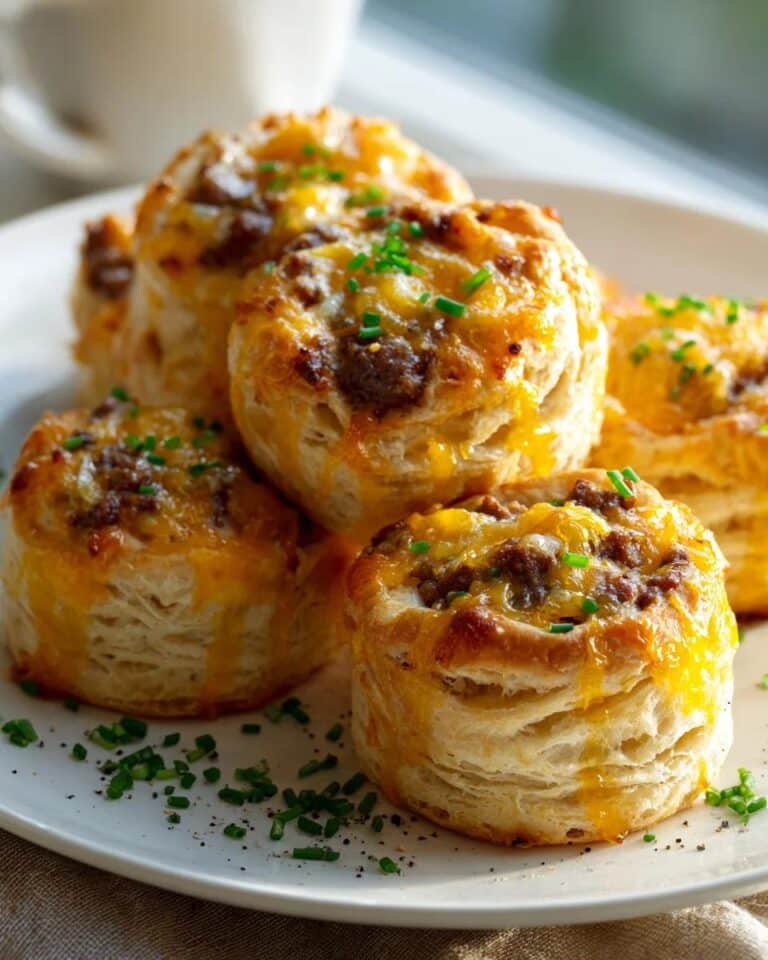 Rollos de bizcocho con tocino y cheddar