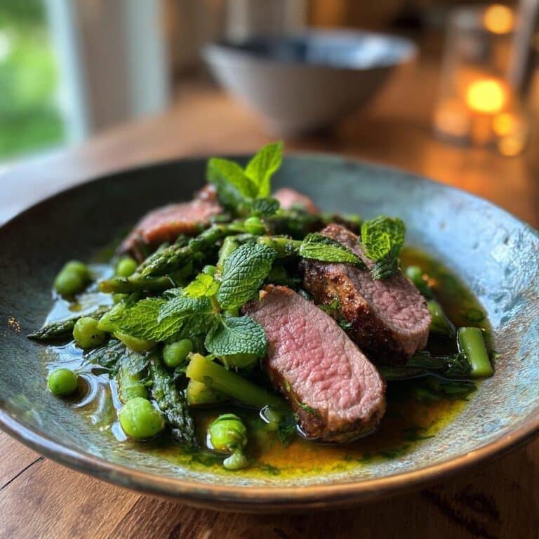 Cadera de cordero con ragu de esparragos