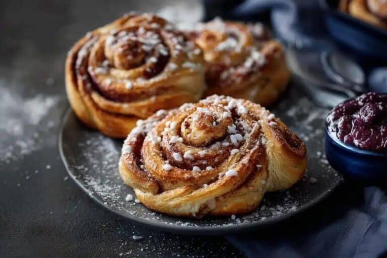 Rollitos suecos de canela con arándanos frescos