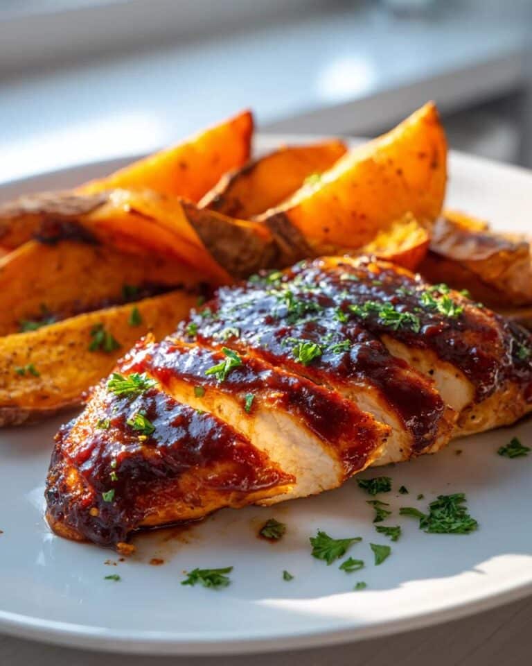 Pollo a la barbacoa con batatas