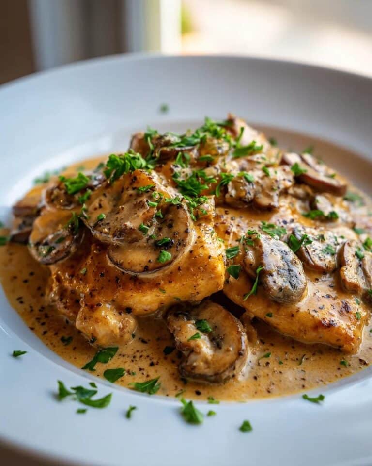 Pollo Stroganoff cremoso con champinones delicioso