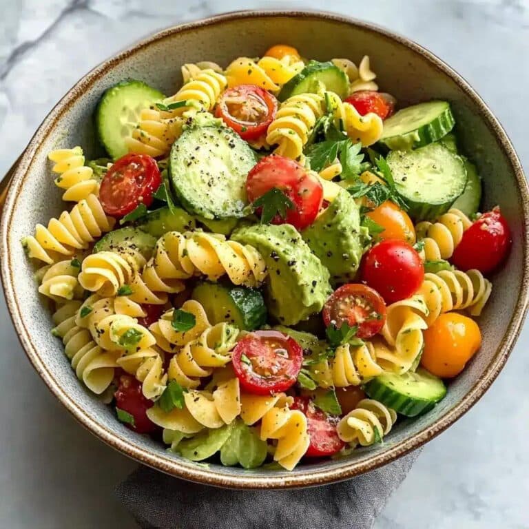 Ensalada de pasta con aguacate cremosa