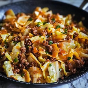 Sartén Rápida de Col y Carne Picada