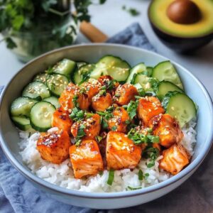 Bowls de salmon bang bang con coco