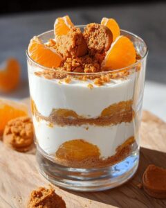 Crema de yogur mandarina y galleta especulos