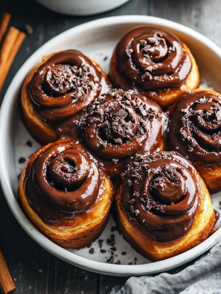 Rollos de canela y chocolate con glaseado