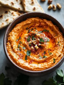 Dip cremoso de pimiento rojo y nueces