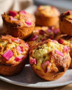 Muffins de ruibarbo super jugosos y tiernos