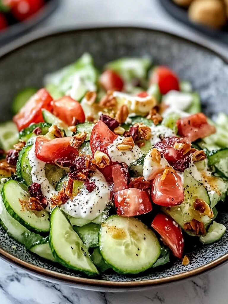 Ensalada de pepino crujiente con tocino facil