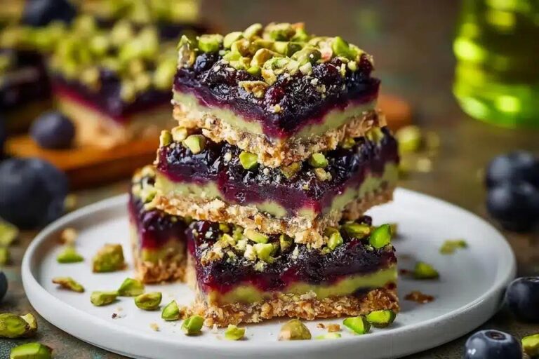 Barritas de pistacho y grosella sin horno