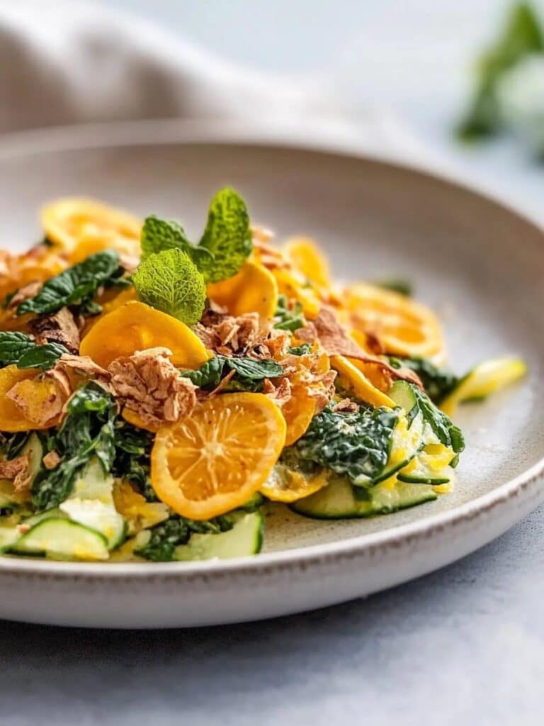 Ensalada otoñal de limón calabacín y kale