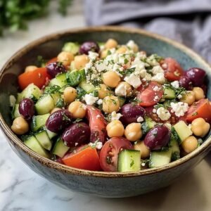 Ensalada mediterránea de garbanzos fácil y rica