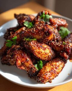 Alas de pollo con salsa soja pegajosa