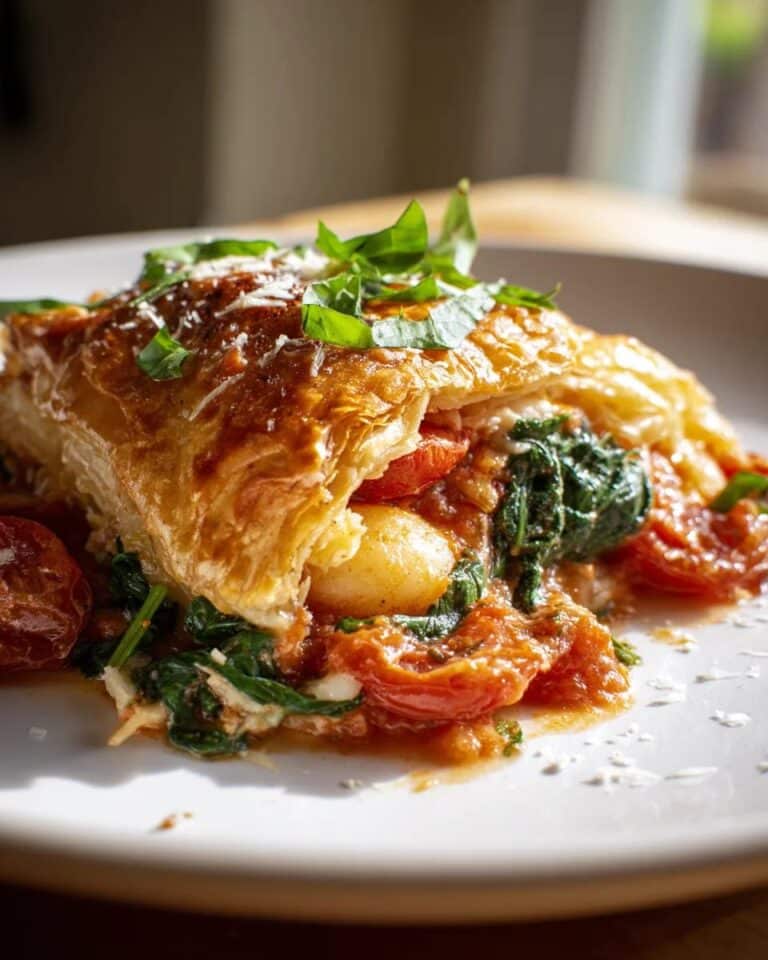Gnocchi con tomate y espinacas al horno