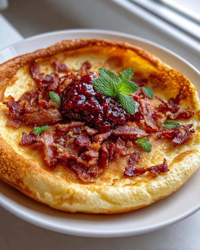 Panqueques al horno con tocino y arándanos