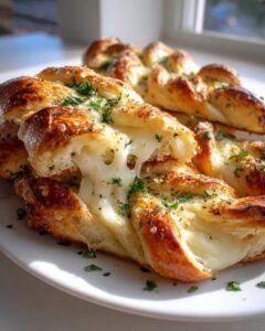 Twists de pan rellenos de mozzarella