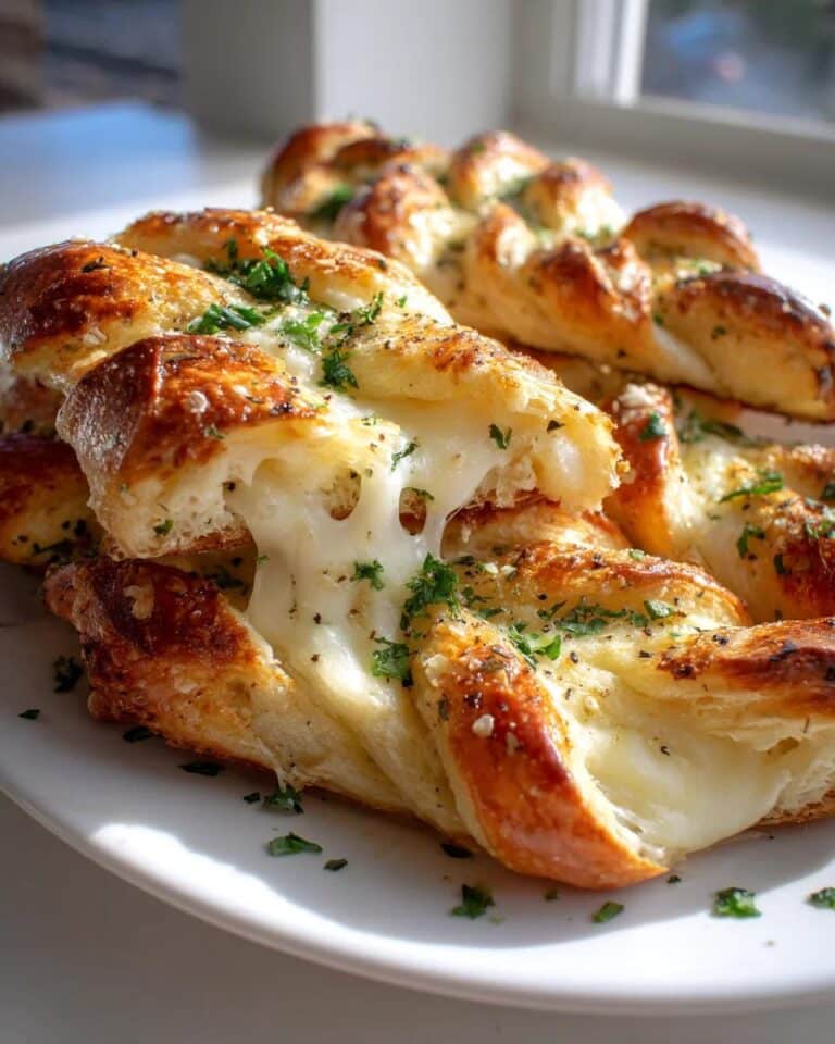 Pan trenzado relleno de queso mozzarella delicioso