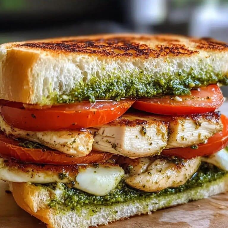 Delicioso sandwich de pollo con pesto casero