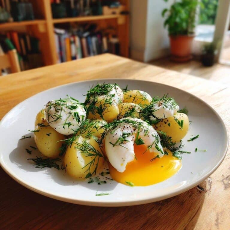Espárragos con patatas nuevas y huevo pochado