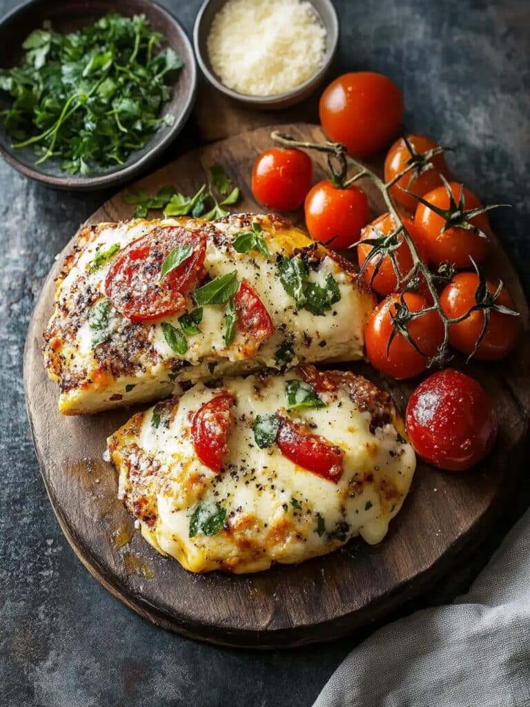 Pollo gratinado con pimientos para la familia